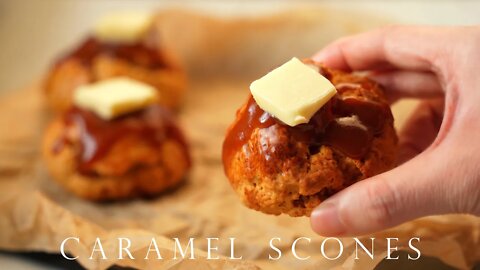 焦糖司康 鬆餅 簡易茶點 韓國Cafe同款┃How to make Caramel Scones Recipe┃ASMR