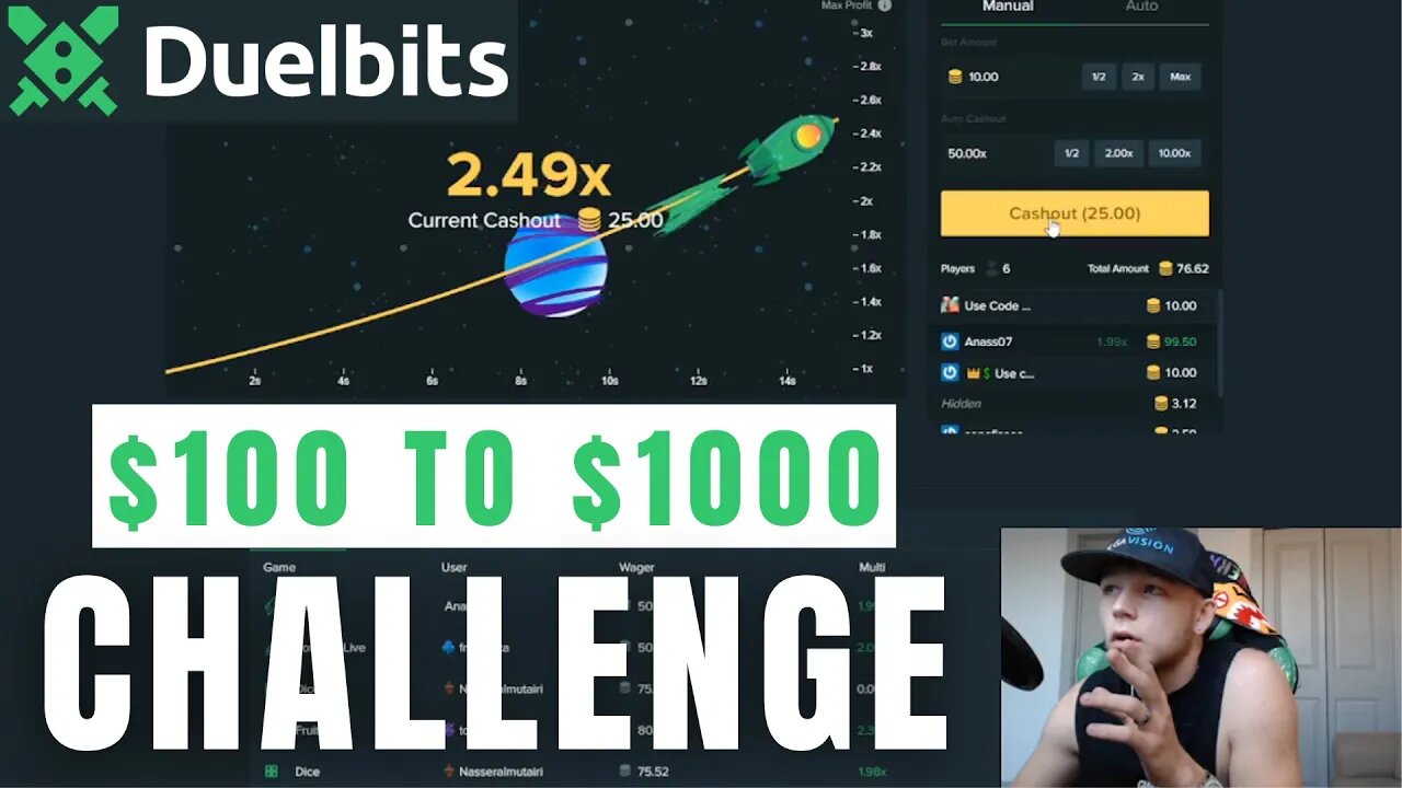 $100 TO $1000 CHALLENGE (Duelbits)