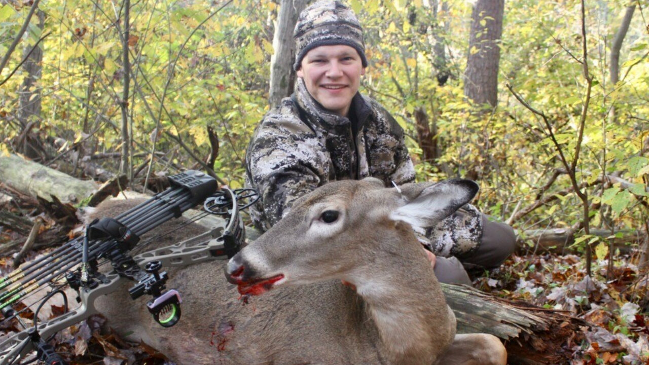 Hunting in a Bedding Area - 17 Yard DOUBLE LUNG Shot, Deer Crashes in Seconds!