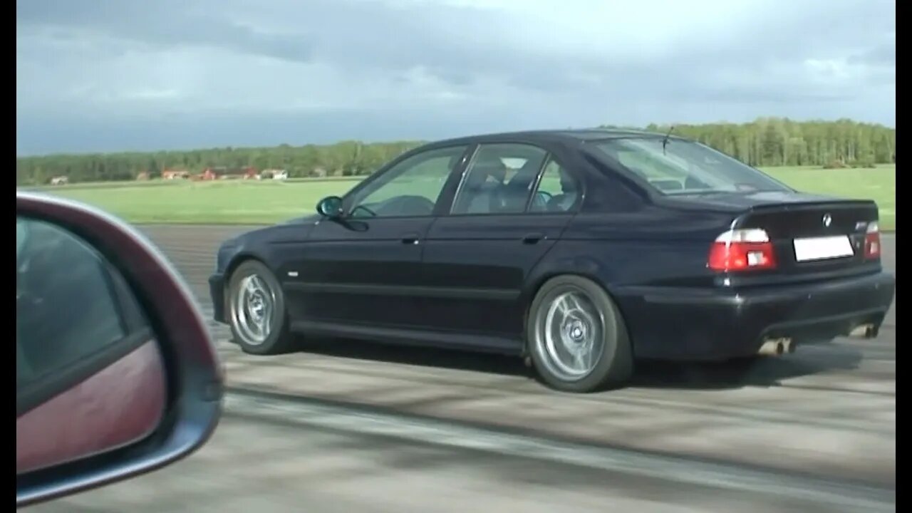 MTM Audi RS6 Sedan vs ESS BMW M5 E39 Supercharged Gustav vs Asbjorn, bad grip in the M5.