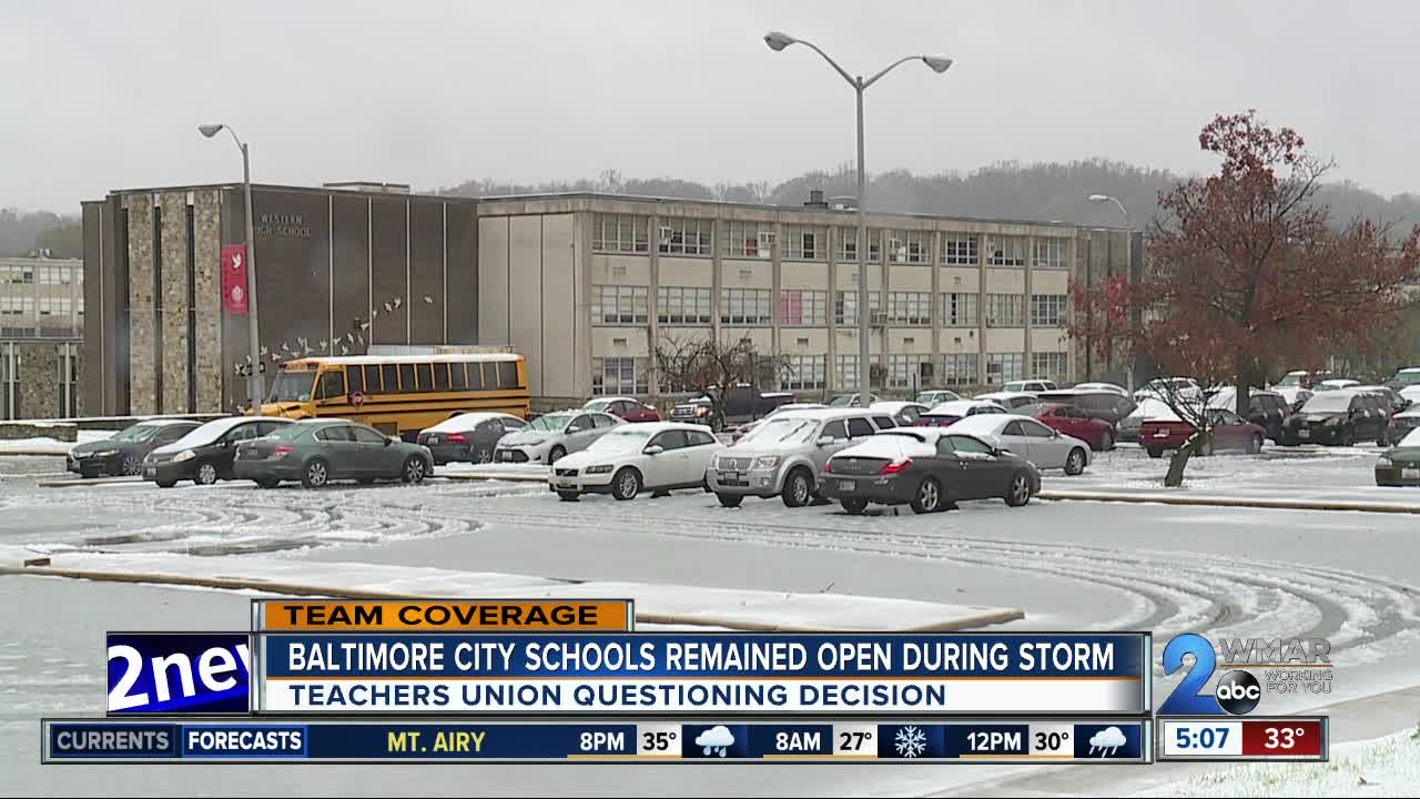 Baltimore Teacher's Union expresses frustration schools don't let out early in inclement weather