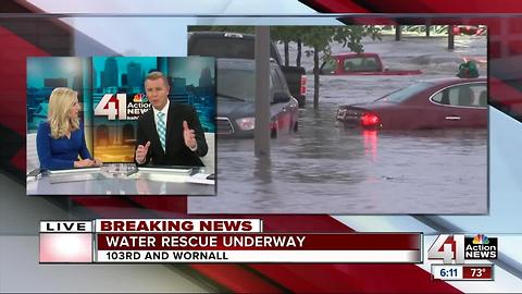 Dangerous flash flooding shuts down KC metro roads, carries vehicles off roadways