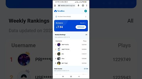 Terabox $7.94 #earningplatform #shorts #earningapps #terabox
