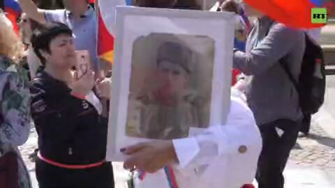 How the "Immortal Regiment" was held in Frankfurt today