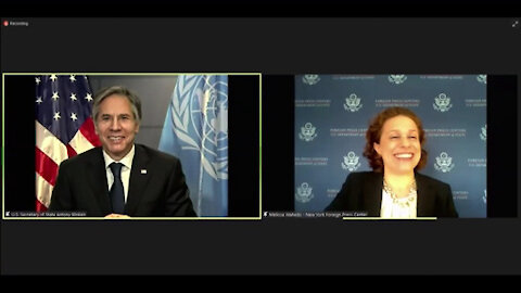 Blinken holds a virtual press briefing through the New York Foreign Press Center