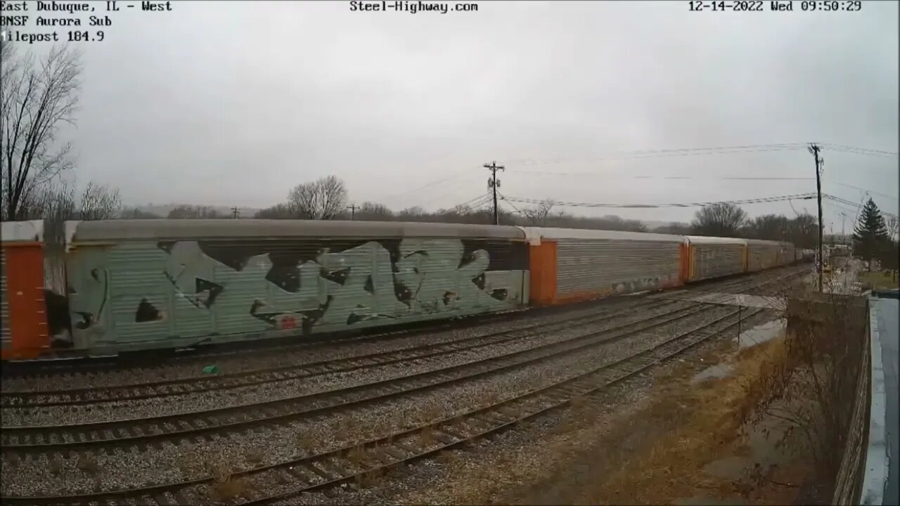 KCSM 4537 Leading WB Manifest at East Dubuque, IL and Trempeateau, WI on December 14, 2022