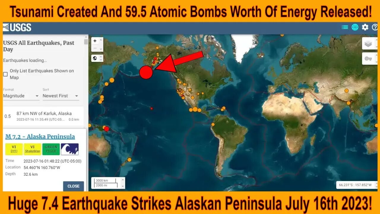 Huge 7.4 Earthquake Strikes Alaskan Peninsula July 16th 2023!