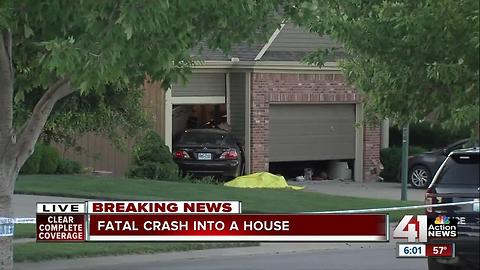 Car into house, man dead outside in north KCMO