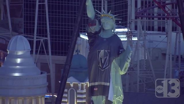 Statue of Liberty wears Vegas Golden Knights Jersey