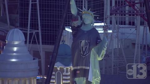 Statue of Liberty wears Vegas Golden Knights Jersey