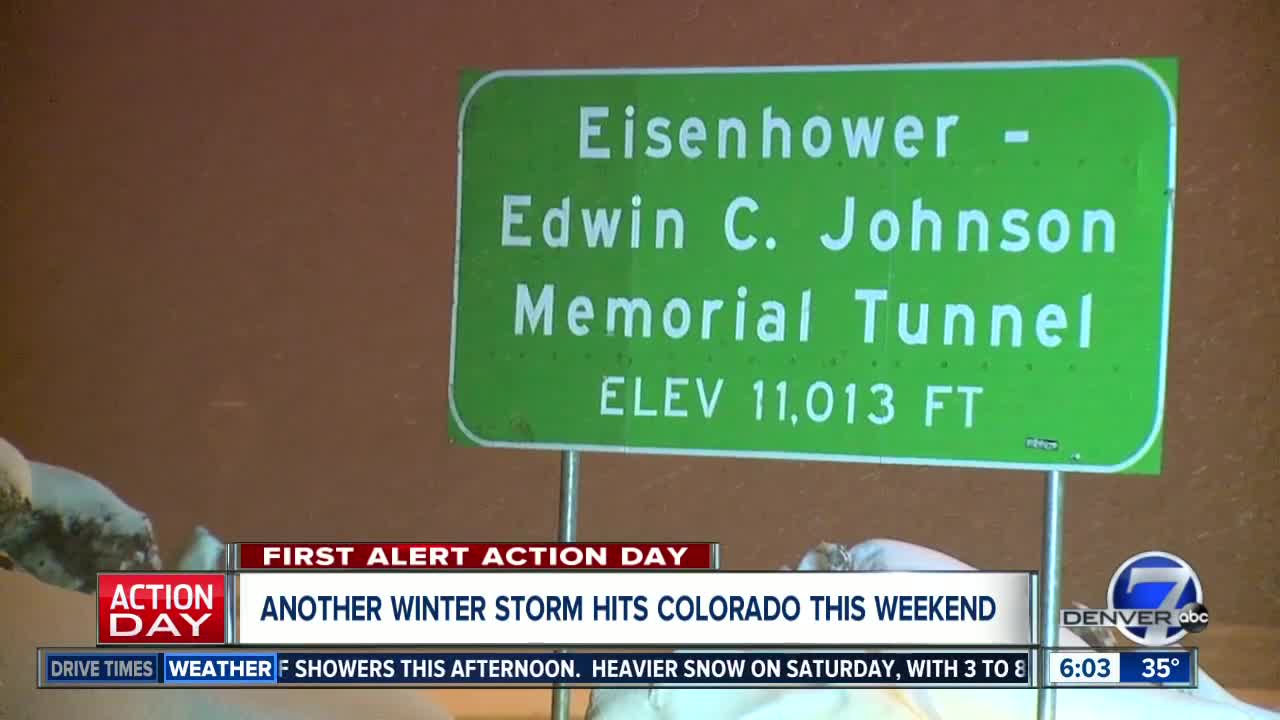Snow starts to pile up at Eisenhower Tunnel Friday morning