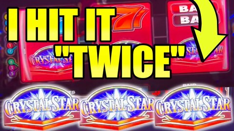 NOT ONCE, BUT TWICE! 2 PROGRESSIVE JACKPOTS ON CRYSTAL STAR HIGH LIMIT SLOT MACHINE!