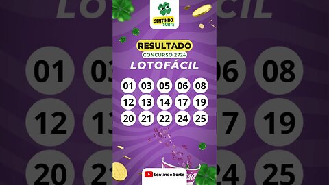 🍀 Resultado LOTOFACIL 2724 | Sentindo Sorte #shorts