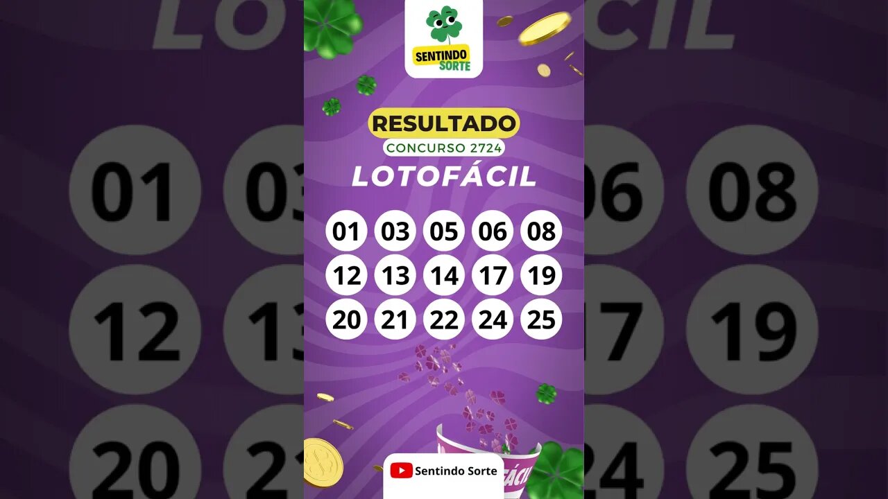 🍀 Resultado LOTOFACIL 2724 | Sentindo Sorte #shorts