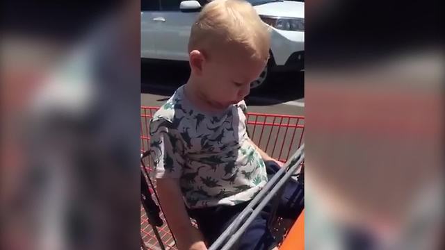 "Tot Boy Falls Asleep In Shopping Cart"