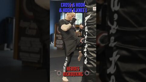 Heroes Training Center | Kickboxing & MMA "How To Double Up" Cross & Hook & Hook & Knee 1 | #Shorts