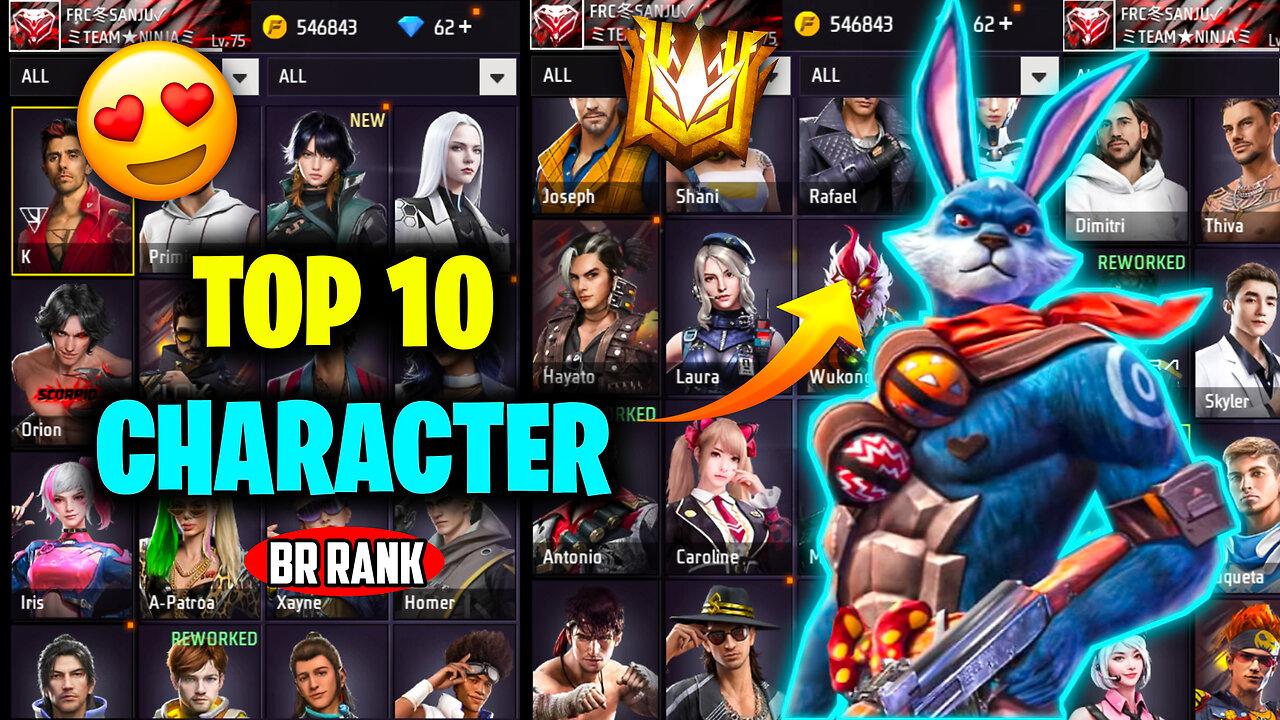 Top 10 Best Character In Free Fire For Br Rankš¤«|Br Rank Tips And Tricks 2023|Bot Sanju