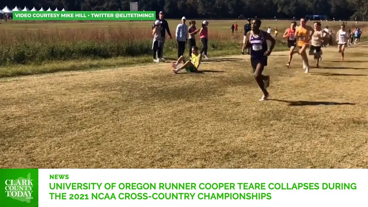 University of Oregon runner Cooper Teare collapses during the 2021 NCAA Cross-Country Championships