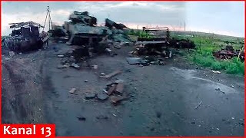 “Everything burned" -Footage of a convoy of Russian equipment ambushed on "road of death" in Donetsk