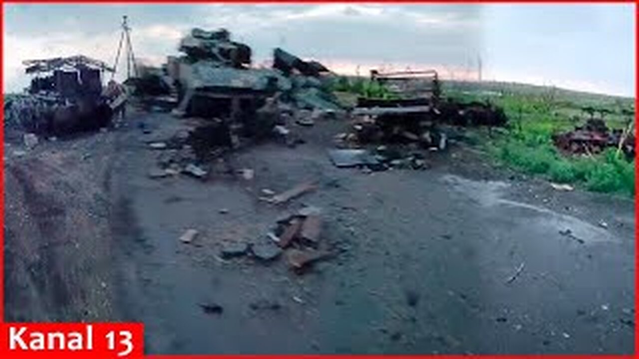 “Everything burned" -Footage of a convoy of Russian equipment ambushed on "road of death" in Donetsk
