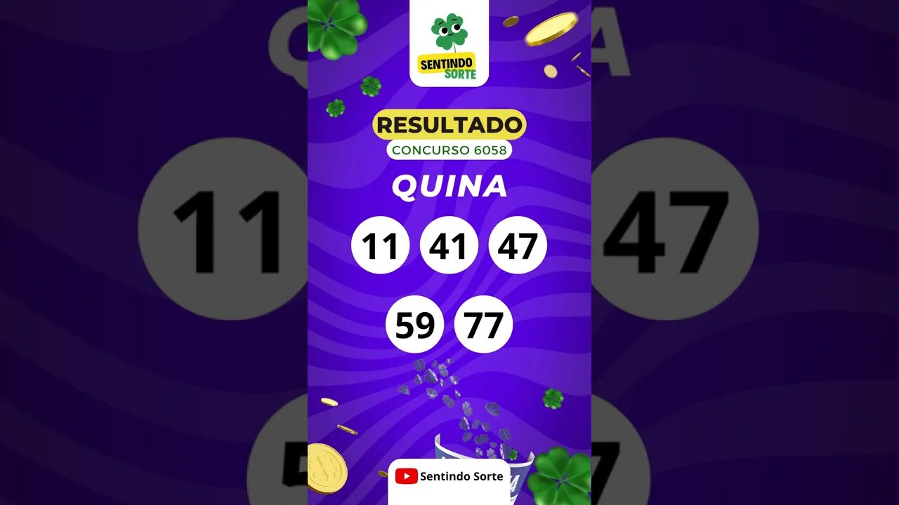🍀 Resultado QUINA 6058 | Sentindo Sorte #shorts
