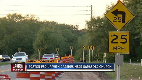 Out of control car barrels through crosses at Sarasota church