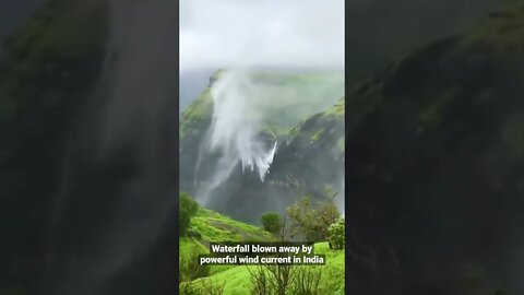 Waterfall blown away by powerful wind current in India
