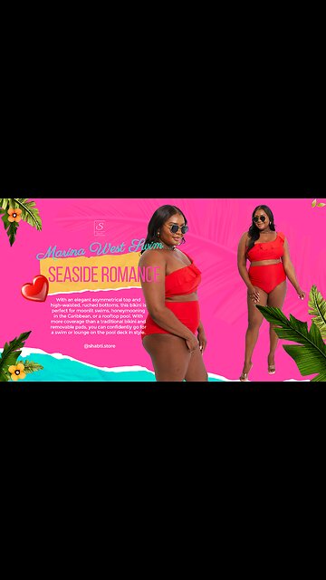 Marina West Swim Seaside Romance Ruffle One-Shoulder Bikini in Red❤️