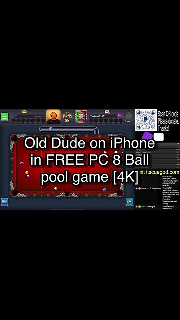 Old Dude on iPhone in FREE PC 8 Ball pool game [4K] 🎱🎱🎱 8 Ball Pool 🎱🎱🎱