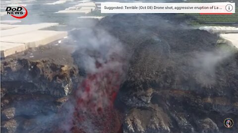 Terrible Explosion (Oct 9) Drone video shows lava lake exploding and sinking Spain,thousands fleeing