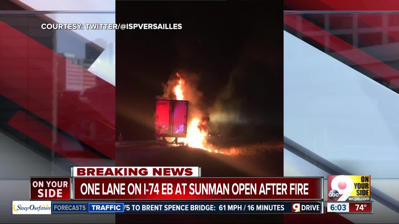 One lane on I-74 reopens after semi fire