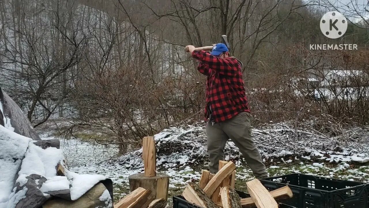 Man Power Vs. Power Company Splitting Wood and Getting Ready For The Next Cold Snap. Vid. # 20