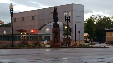 the rise sculpture temporarily removed for conservation work