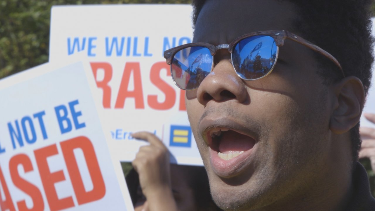 Trans Rights Protesters At Rally: 'We Will Not Be Erased'