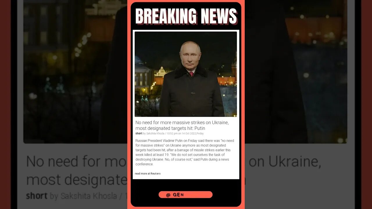 No need for more massive strikes on Ukraine, most designated targets hit: Putin | #shorts #news