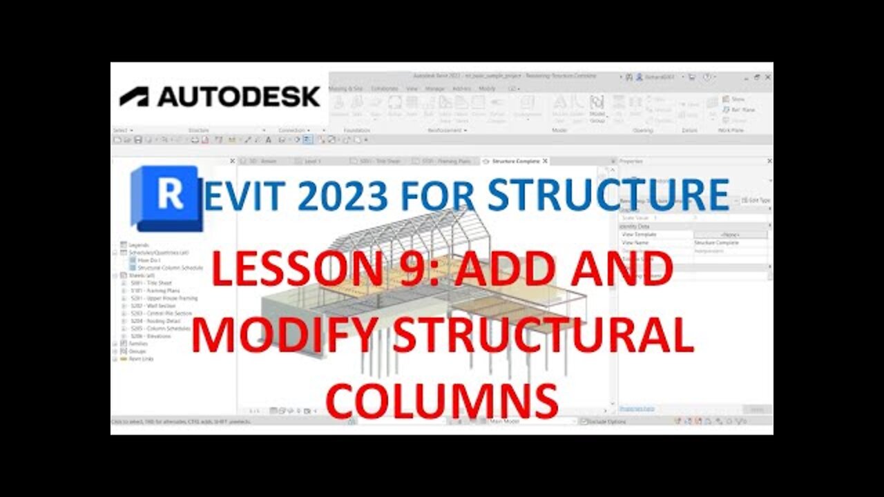 REVIT 2023 STRUCTURE: LESSON 9 - ADD AND MODIFY STRUCTURAL COLUMNS