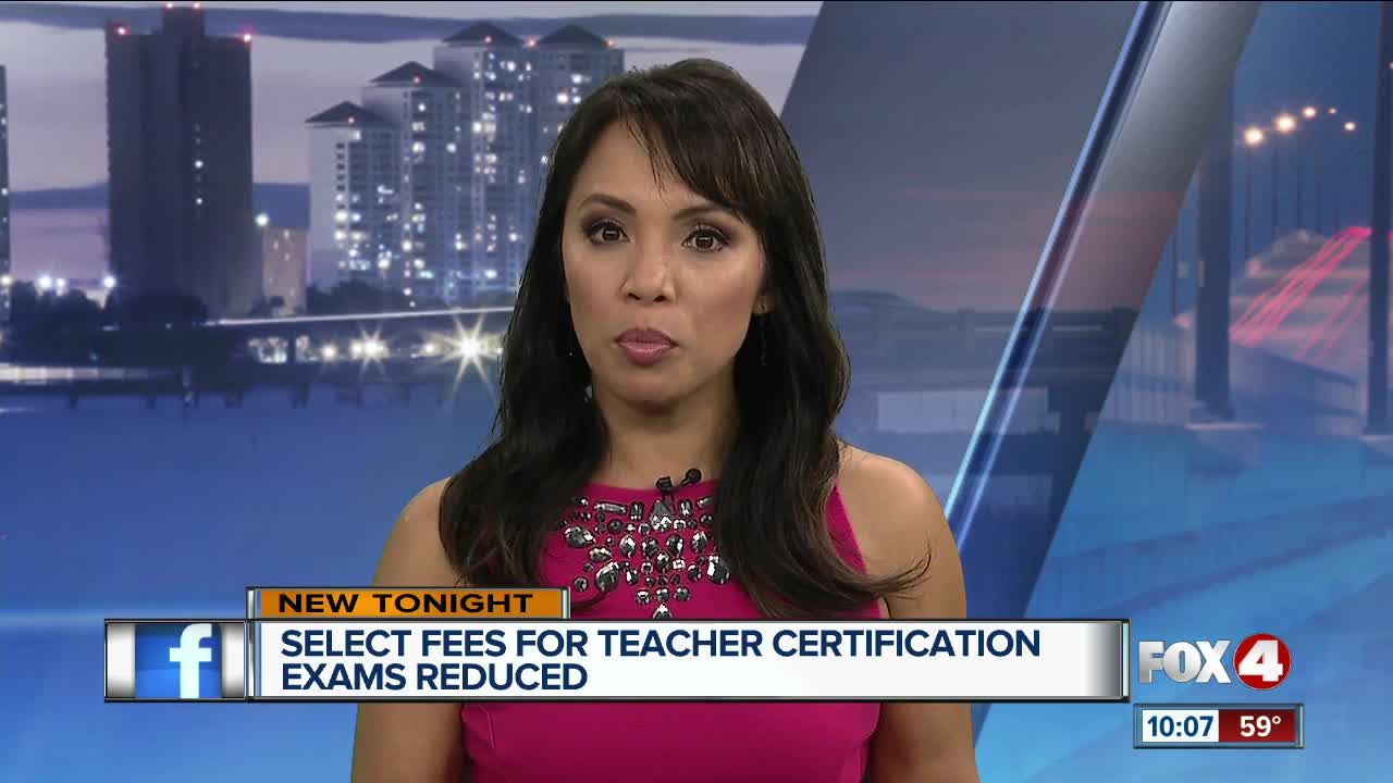 Teacher certification exam fee reduced