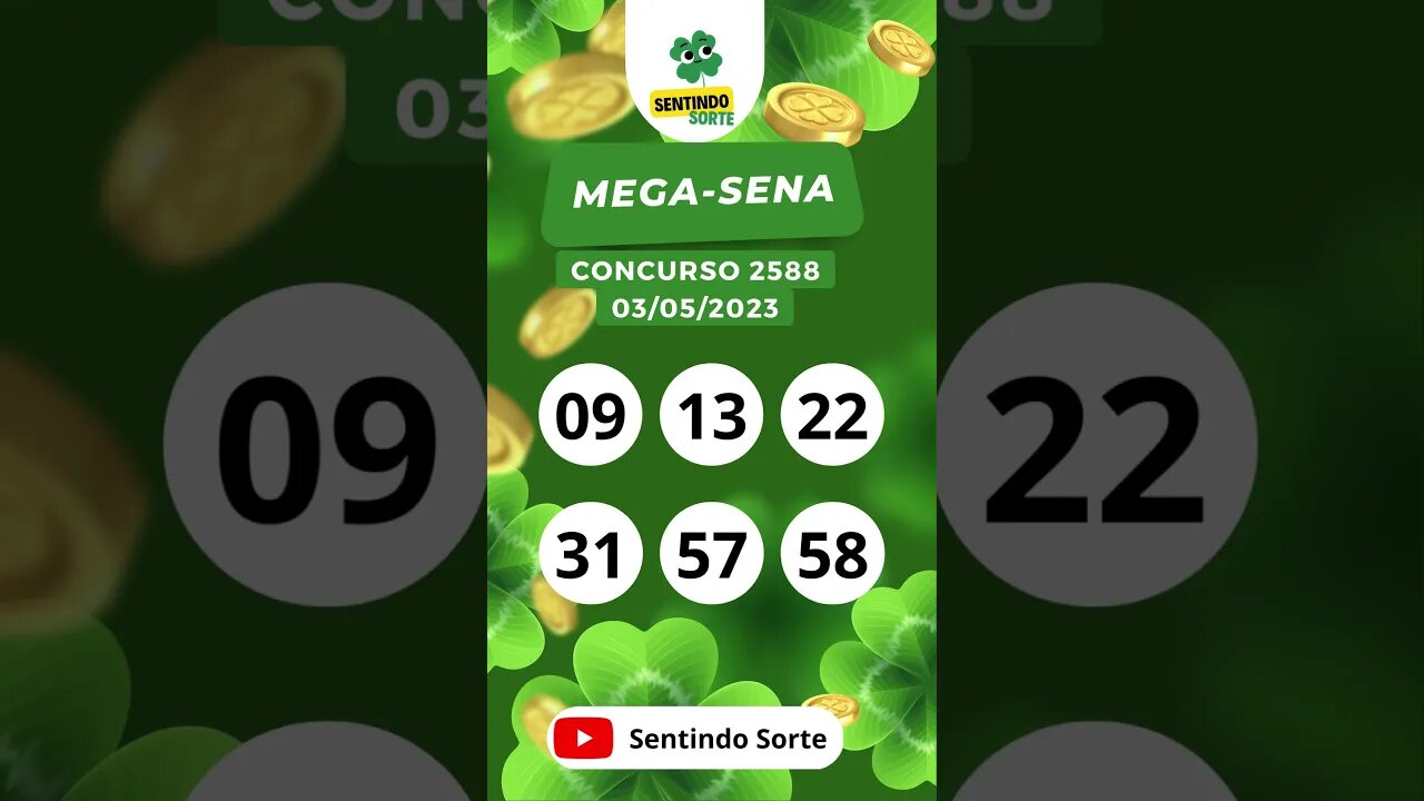 🍀 Resultado MEGA-SENA 2588 | 03/05/23 | Sentindo Sorte #shorts