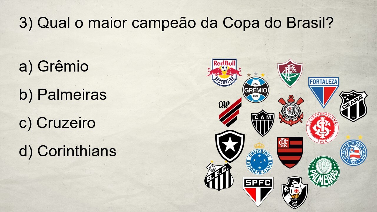 QUIZ DO FUTEBOL BRASILEIRO - 10 PERGUNTAS SOBRE OS CLUBES BRASILEIROS E A SELEÇÃO