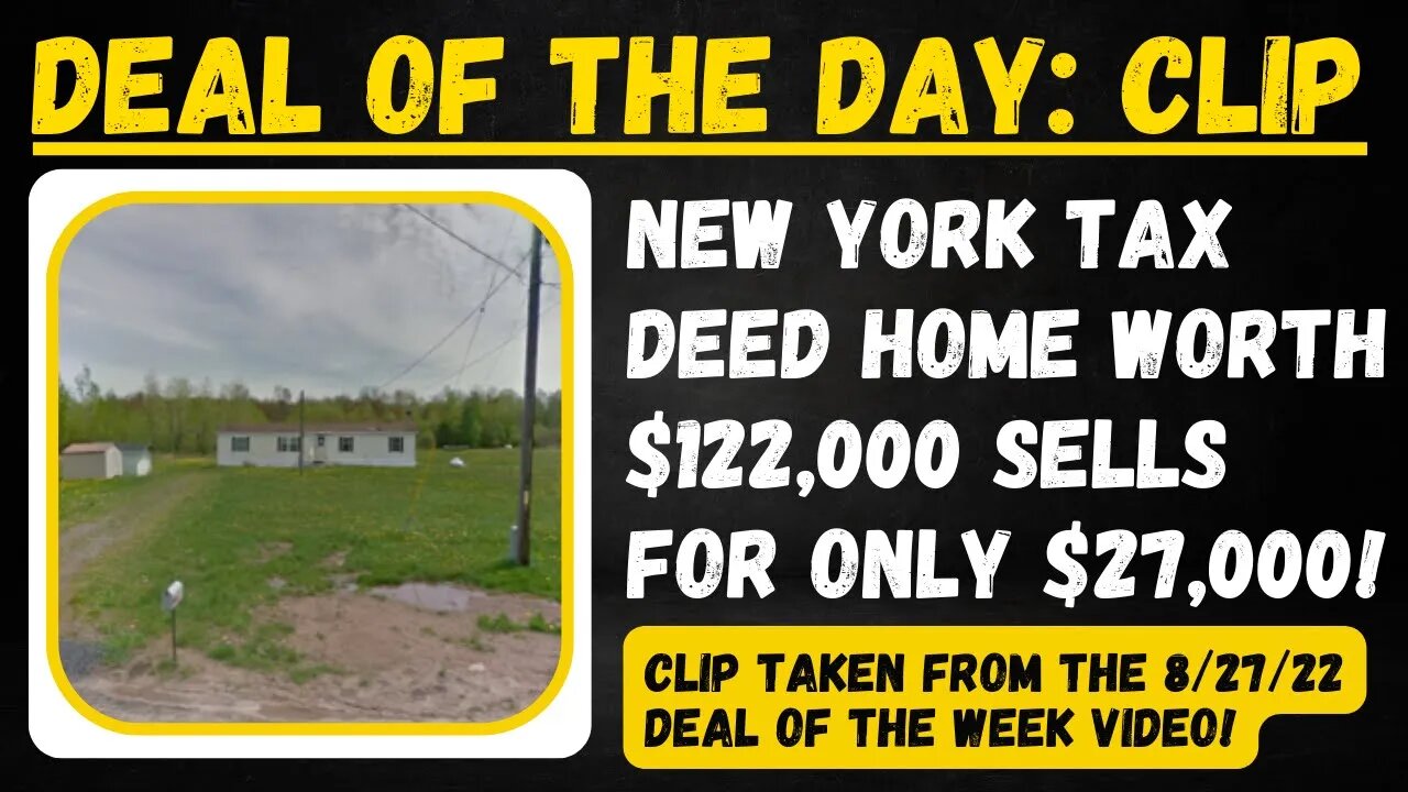 TAX DEED HOME SELLS FOR 22% MARKET: TAX AUCTION DEAL OF THE DAY!