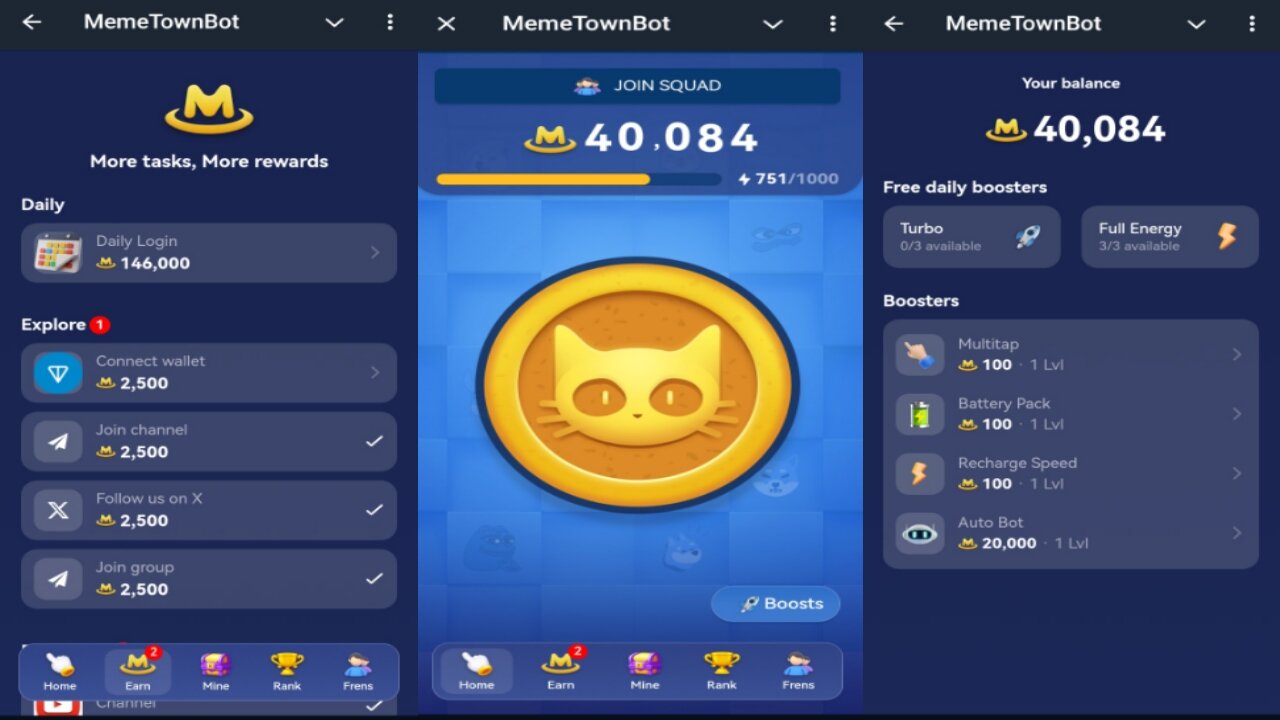 MemeTownBot | Play Games And Recieve Various MEMECOIN Airdrops | New Telegram Crypto Mining Bot