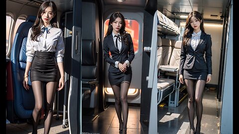 [4K] flight attendant uniform lookbook part 2 | AI Girls #aiart #lookbook #beauty