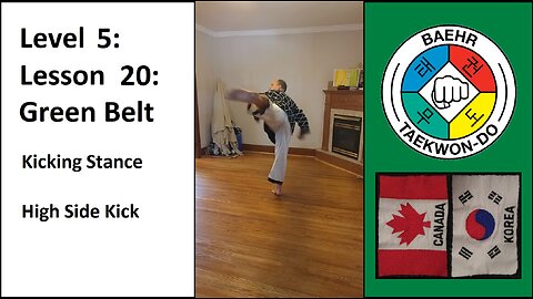 Baehr Taekwondo: 05-20: Green Belt: Kicking Stance - High Side Kick