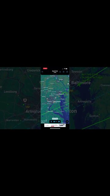 Deviating from planned landing in Ronkonkoma NY N611VG a Cessna C560 jet flew over Washington DC
