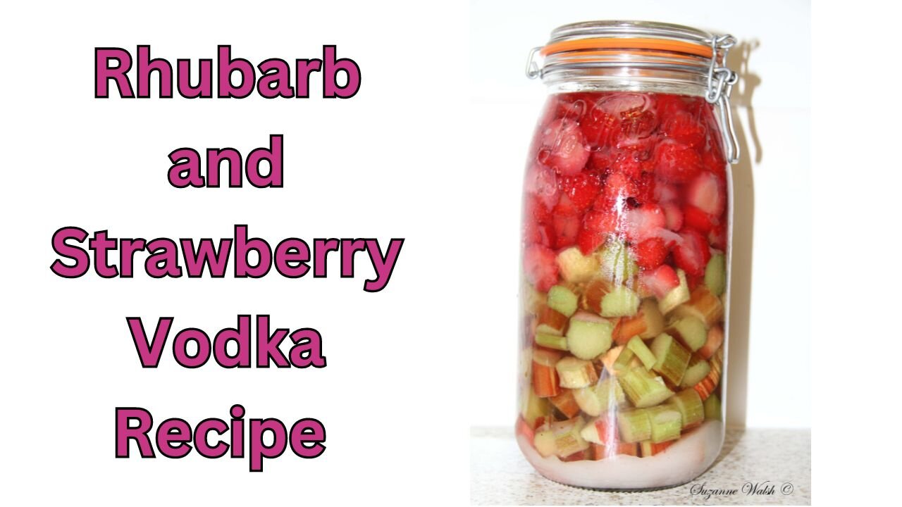 Rhubarb and strawberry infused vodka recipe #thenodiggardener #rhubarbvodka