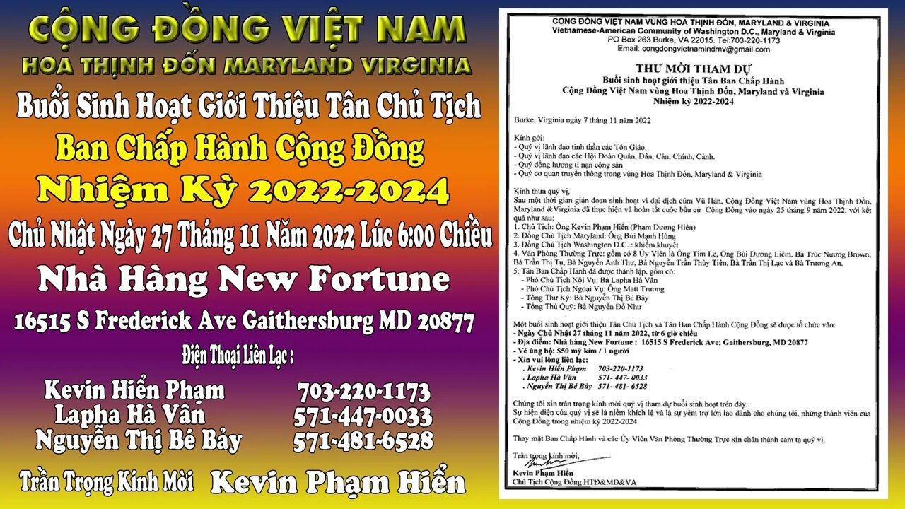 Lễ Ra Mắt Cộng Đồng Việt Nam vùng HTD MD VA