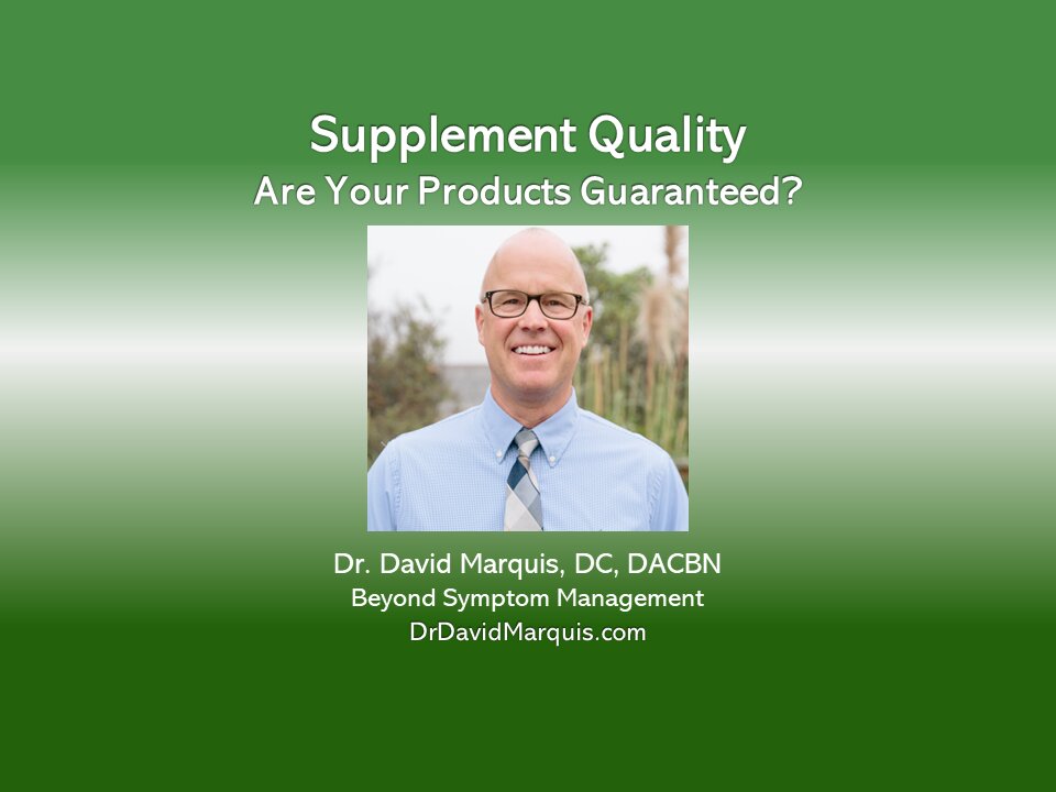 Supplement Quality Verification Strategies