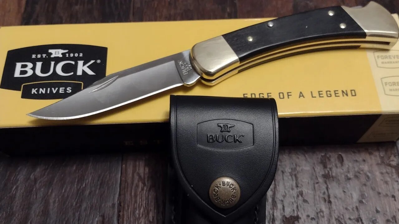buck knives 0110BRS 110 Folding knife with Genuine leather sheath
