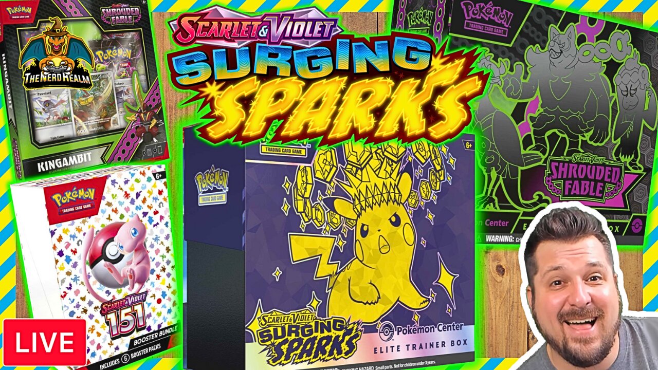 Surging Sparks Pokemon Center ETB + 151 & Shrouded Fable | Pokemon Cards Opening LIVE!