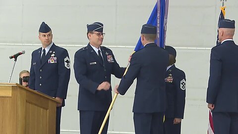 The change of command ceremony for the 124th Fighter Wing